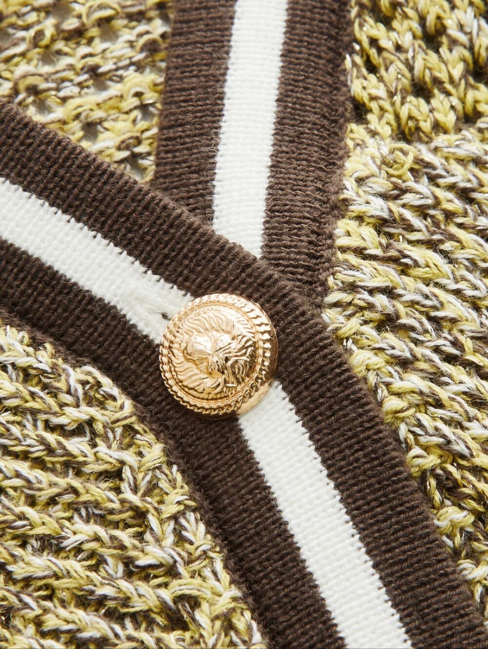 Commense Khaki Contrast Trim Textured Knit Top XS 100% Cotton - Picture 3 of 3